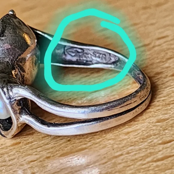 Modernist sterling silver ring real pearls size 7 artist signed Fine Jewelry - Picture 6 of 7